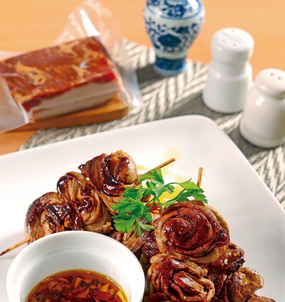 Brochetas de cerdo en espiral