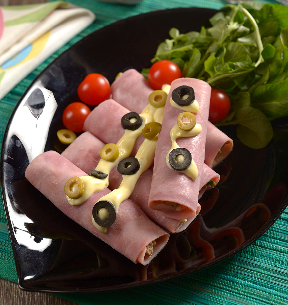 Canelones de jamón cocido rellenos de atún 