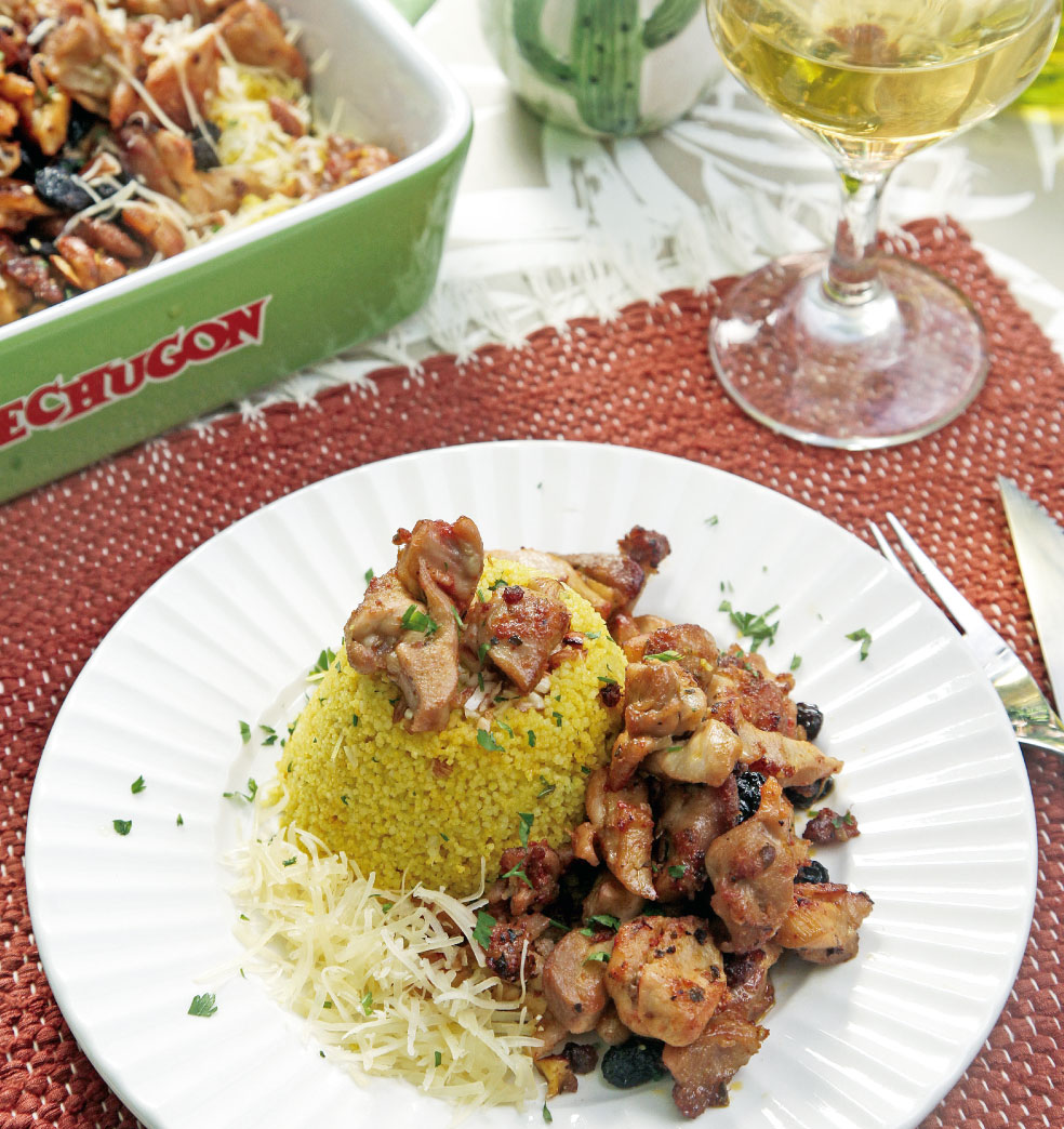 Cuscús con pollo y pasas