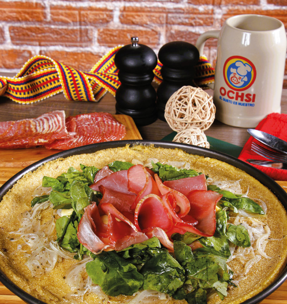 Fainá de harina de maíz con jamón