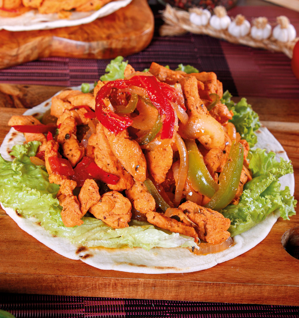 Fajitas mexicanas de pollo y verduras