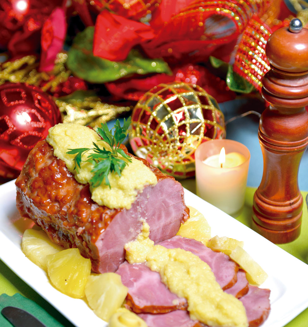 Lomo ahumado con salsa de piña