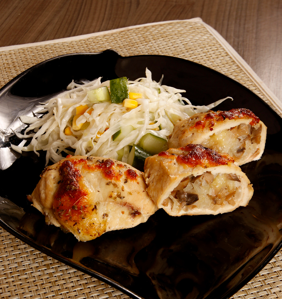Paquetitos de pechuga con ensalada fresca