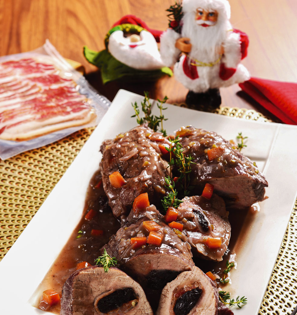 Peceto de cerdo relleno de panceta y ciruela