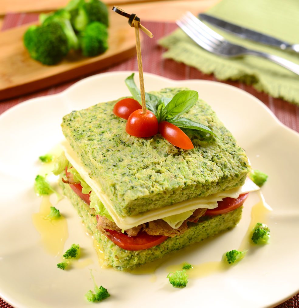 Sandwich con pan de brócoli