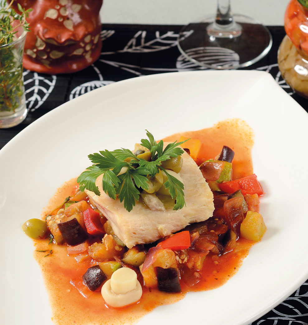 Surubí con ratatouille